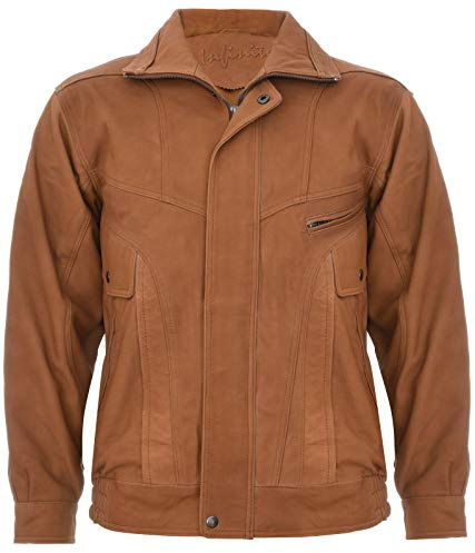 Infinity Leather Herrenjacke 100% Echtleder Klassischer Ausschnitt Wildleder Tailored Fit Bomber Design XL