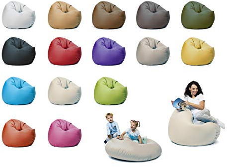 sunnypillow XL Sitzsack mit Styropor Füllung 100 cm Durchmesser 2-in-1 Funktionen zum Sitzen und Liegen Outdoor & Indoor für Kinder & Erwachsene viele Farben und Größen zur Auswahl Cremefarben
