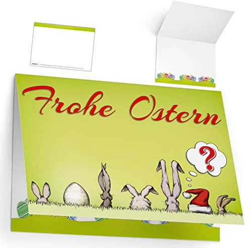 Osterkarten Set (12 Stück) OSTERMÜTZE - lustige und edle Premium Klappkarten - ideal privat & geschäftlich - Frohe Ostern Karten von BREITENWERK