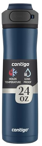 Contigo Cortland Chill 2.0 Cold Hot Water Bottle with AUTOSEAL Lid | Stainless Steel Water Bottle, 24 oz, Blueberry