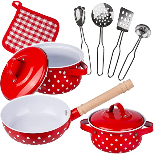 alles-meine.de GmbH Puppenküche - Geschirr & Zubehör Verschiedene Modelle wählbar 10 TLG. Set Kinder - Kochset & Topfset - Puppengeschirr/Kochtopfset - Antihaft - aus Met..