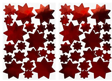 Oblique Unique® Sterne Sticker Set 44 STK. Stern Aufkleber für Weihnachten zum Dekorieren Spielen Basteln Scrapbooking als Geschenkdeko Weihnachtsdeko (Rot)