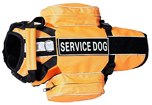 Pimaodog Dog Saddlebag Backpack, Back Pack Dog Harness, Camping & Travel Vest Harness, Reflective Hound Hiking Backpack Saddle Bag Lightweight, for Medium & Large Dogs (Orange, M Girth 20 - 24)