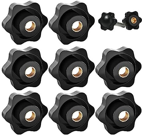 Alicer Lot de 8 écrous à poignée étoile M8, écrou moleté, filetage intérieur, écrou de serrage M8 pour décoration de meubles, atelier de bois, appareils électroniques