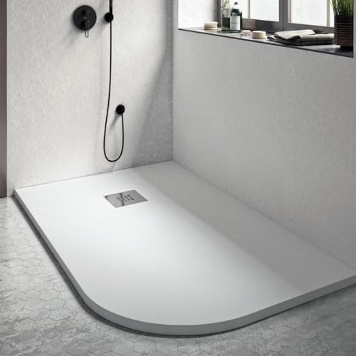 Piatto Doccia Stondato Rettangolare Bianco 70X90 90X70 RAGGIO 38-90x70, Sinistro