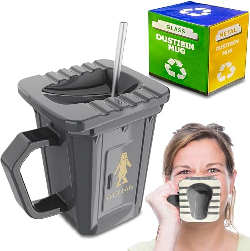 ZONSUSE Tazza da Toilette Tozza, Tazzine da Caffè in Ceramica con Coperchio, Tazza da Colazione Cappuccino con Cannuccia, Regalo 3D Creative Mug, Grandi Regali Gag per Amici e Colleghi, 450ML