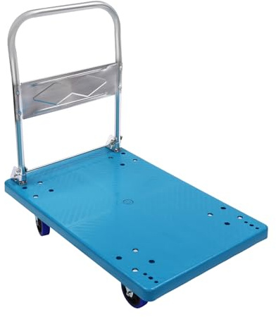 Vikbar transportvagn, 300 kg lastkraft, plattformsvagn med 4 hjul, 60 x 90 x 84 cm barnvagn, transporthjälp