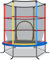 Ø165cm Trampolin mit Sicherheitsnetz, Gartentrampolin bis 135KG belastbar, Indoor-/Outdoortrampolin für Kinder ab 3 Jahre (Bunt, Ø165x165cm)