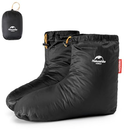 Naturehike Federschuhe Warme Entendaunensocken Outdoor/Indoor Wasserdichte Winter Fleece Socken Schlafzimmer Büro rutschfest super warmes Schuhwerk Snowboard Reitschuhe（Schwarze M）