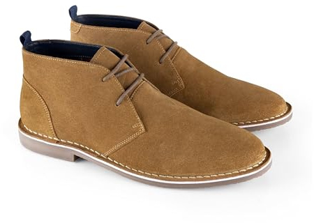 Catesby England Sahara Suede Leather Desert Boots Men Extra Padded Casual Chukka Boots Men, Tan, UK 10