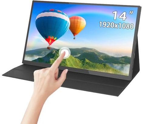 Portable Monitor 14-Inch Touchscreen,1920x1080,60HZ,USB-A HDMI TYPE-C Port, 100% sRGB IPS Computer Gaming Display Travel Monitor for Laptop PS4/5 Switch PC Phone