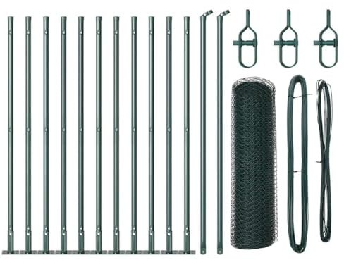 vidaXL Außen Zaun Set in Forstgrün | Einfache Montage Stahl Zaun Set | Mehrere Größen verfügbar | Langlebige Außenbarriere | Garten Metall System | Sichtschutz Haustier Gehege