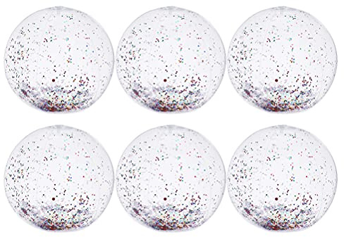 KONTONTY 6 Pezzi Palloni Gonfiabili da Spiaggia con Paillettes Trasparente Giocattoli Estivi per Giochi da Spiaggia e Feste