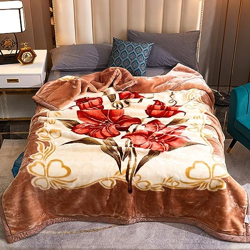 PVYGDXYI Manta de visón Coreano de 2 Capas, Suave, cálida y Sedosa, Ideal para otoño e Invierno, Cama y sofá, Color Lila, 180 x 220 cm.