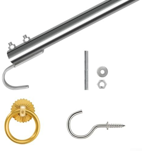 Kit sistema di estrazione della scala per mansarda, kit con gancio di trazione per scaletta per soffitta con asta di prolunga in alluminio impiombata e gancio in acciaio inossidabile