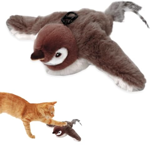 Uccellino per Gatti Che Vola, Giocattolo Interattivo per Gatti - Uccellino Volante con Ali Mobili e Suoni Realistici, Gioco Stimolante per Gatti Adulti e Cuccioli, Ideale per Allenamento Fisico