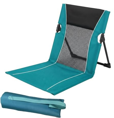 Folding Beach Chair for Adults, Foldable Sun Loungers Pool Side Camping Deck Chairs for Garden, Lightweight Backpack Beach Chair Portable for Outside, Reclining Ground Garden Chairs with Back Support