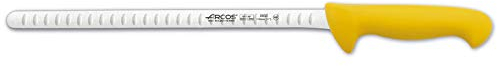 Arcos Serie 2900 - Caja 6 uds Cuchillo Salmón Flexible con Alveolos - Hoja de Acero Inoxidable NITRUM de 300 mm - Mango inyectado en Polipropileno Color amarillo (6 UDS)