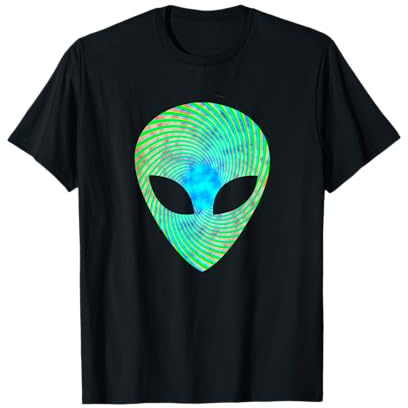Psychedelic Alien face T-shirt Gift Alien Head UFO Shirt T-Shirt
