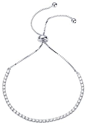 PAVOI 14K Gold Plated Cubic Zirconia Classic Tennis Bracelet for Women in White Gold