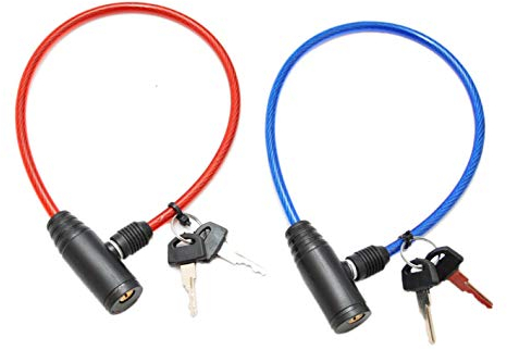 Fahrradschloss 2 Stück blau/rot einfache Diebstahlsicherung mit je 2 Schlüsseln