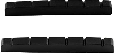 Musiclily Pro Urea Resin Plastic Slotted 42mm Strat Tele Electric Guitar Nuts Flat Bottom for 6-string Stratocaster/Telecaster Guitar, Black(Set of 2)