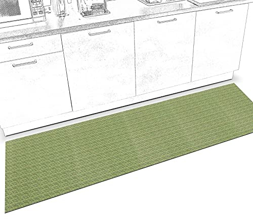 Tappeto passatoia Itaca, per cucina e corridoio, antiscivolo, lavabile, fino a 5 m di lunghezza, 200 x 50 cm, colore: verde