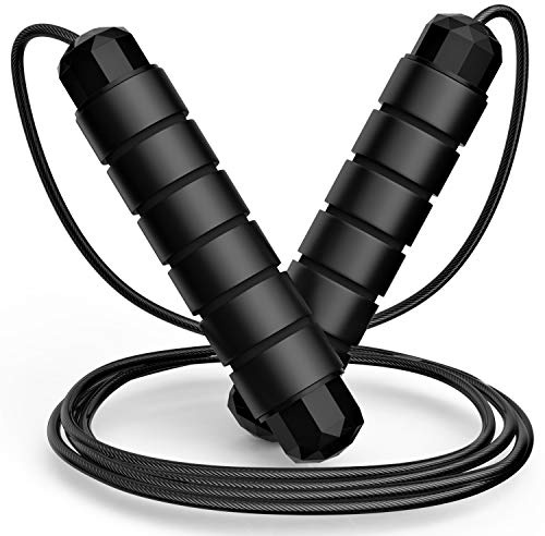 Jump Rope, Tangle-Free Rapid Speed Jumping Rope Cable with Ball Bearings for Women, Men and Kids, Adjustable Foam Handles Steel Jump Ropes for Fitness