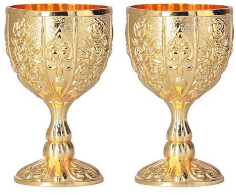 Agatige Lot de 2 verres à vin vintage en métal pour décoration d'intérieur (A)