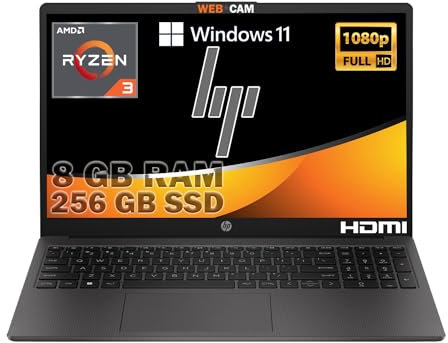 HP 255 G10 notebook portatile, Ram 8gb ddr4, SSD Nvme 256 GB,Display Full Hd 15.6,Cpu Amd Ryzen 3 7320U, 4 Core 4,1Ghz, Wi-fi, 3 usb, Windows 11 pro, Libre office,pronto all'uso