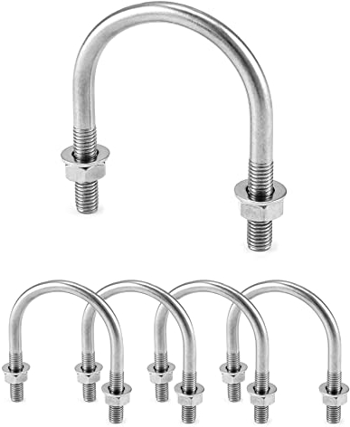 QWORK 5 Piezas M8 X 51 mm Tornillos En U, U Bolts Acero Inoxidable 304 Con 10 Arandelas Y 10 Tuercas, Para Reparar Tuberías