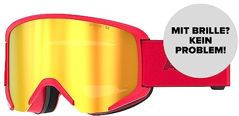 ATOMIC SAVOR STEREO Skibrille - Red - Klare Sicht & Blendschutz - Hochwertige Verspiegelung - Live Fit Rahmen - Over The Glasses-kompatibel für Brillenträger