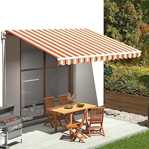 Annlera Tenda Da Sole 450x300 cm Da Balcone Estensibile Da Esterno Parasole Autoportante A Bracci Giallo E Arancione