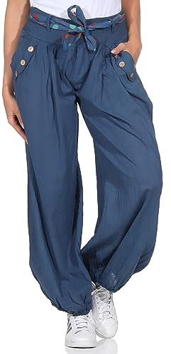 ZARMEXX Pantalon Sarouel Bouffant Ballon Aladin d’Été Yoga Couleurs Unies Taille Unique