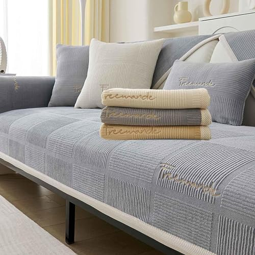 LINGKY Couch Überzug, Sofa Überzug 1/2/3/4 Sitzer L Form Sofa Cover Sofabezug Ecksofa, Sofadecken Für Sitzfläche, Sofaschoner rutschfest, Universelle Sofa Überwurf (Grau,70x70cm/Quadrat)