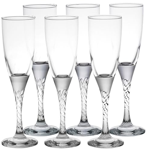URBNLIVING Set of 6 Twist Tall Stemmed Champagne Flute Drinking Wine Cocktail Glasses 150ml