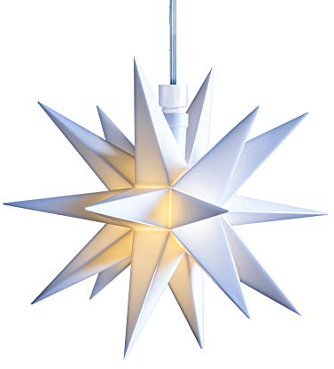 3D LED Stern Ø 12 cm Weihnachtsstern Batterie Ministern Innen mit Timer Stern klein Kunststoff Leuchtstern Deko für innen Indoor (Weiß)
