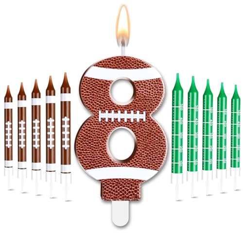 Photect 11 Pcs Football Birthday Candle Football Cake Topper, Number 8