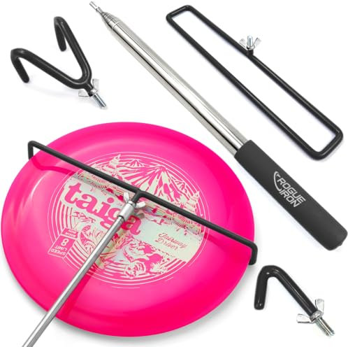 Rogue Iron Sports Disc Golf Retriever Pole Telescoping Disc Golf Accessories Grabber 16 inches to 16ft (Black, 1, Inches, 1, Inches, 1, Inches, 16, Inches, 1, Inches)