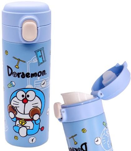 Dorraemon Water Bottle, Dorraemon Anime Insulated Water Bottle Mug Cartoon Stainless Steel drinking bottle Kawaii Reusable Sports Water Bottles for Kids Hiking Outdoor Cycling School Office(420ml)