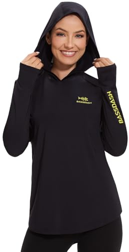 Bassdash Felpa da Donna Cappuccio UPF 50+ Protezione Solare UV Protezione Solare Maniche Lunghe con Camicie con Cappuccio Leggero per Escursionismo attività All'Aperto Corsa Pesca FS04W