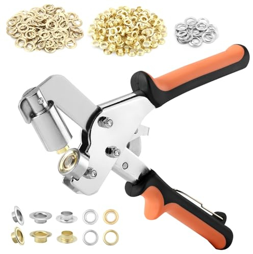 Kit de 300 œillets magnétiques de 10 mm (diamètre 10 mm) et pince à œillets très résistante pour bâche, tissu, bannière, toile, cuir, tentes, vinyle, machine de poinçonnage