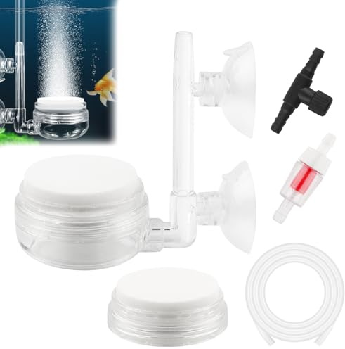 UYUYong Bubbler Difusor de Silencioso, Kit Difusor de Acuario con Reemplazo Hoja Ventosa Control Válvula Antirretorno Tubo de Oxígeno Generador para Dejando Burbujas Súper Pequeñas Oxígeno Disuelto
