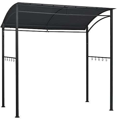 HOMTAKIE Belvédère de Barbecue Chapiteau Tente de Barbecue Tonnelle Auvent Extérieur Résistant aux Intempéries 215x150x220 cm Anthracite Acier
