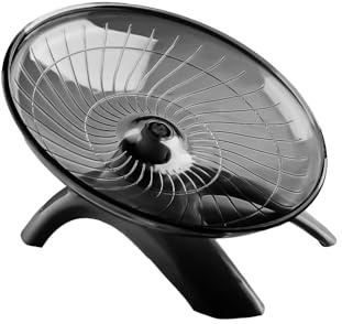 Bojueshaw Silent Hamster Wheel,Flying Saucer Exercise Wheel,Ultra Quiet Running Spinner for Syrian,Guinea Pig,Chinchilla,Pet Mice(Black)