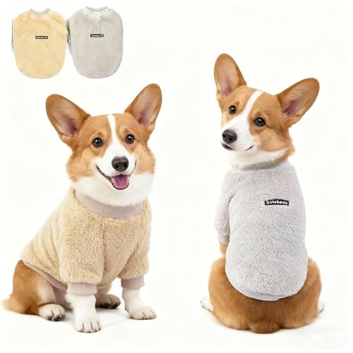 OYIWINMI Sudaderas para perros 2 piezas, ropa para perros gris y marrón, suéter de forro polar cálido para perros pequeños y medianos, ropa suave para cachorros invierno otoño, Adecuado para Chihuahua