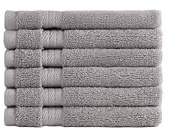 Ozdilek 6-Piece Washcloth Set 13x13 100% Turkish Cotton, 600 GSM, Soft, Gentle on Sensitive Skin, Multi-Purpose Use, Washable, Reusable, Ideal for Baby Care & Spa 6 Towels (Light Grey)