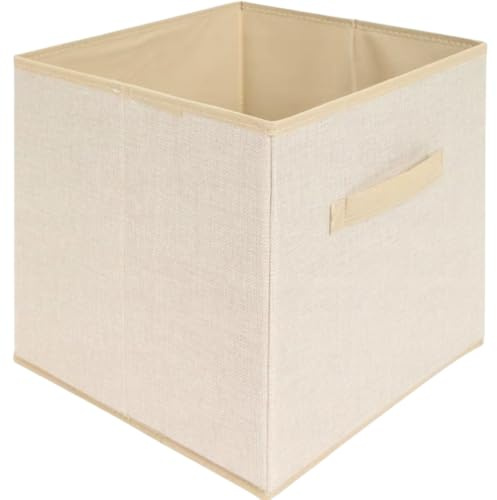 Generico Set 2 PEZZI, Contenitore Portaoggetti Cubo, Misura 31x31x31 Cm, Scatola Alta da Bagno Cucina Salotto Camera, Quadrata Pieghevole, Naturale, Compatibile Mobile Ikeas Kallax (TNT BEIGE CHIARO)
