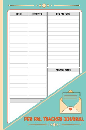 Pen Pal Tracker Journal: Track Letters, Friends, and Special Memories Easily