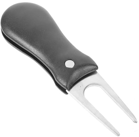 PRETYZOOM Herramienta de Reparación de Divot Golf Plegable con Tenedor de Acero Inoxidable y Mango de Plástico Portátil para Cuidado de Marcador de Bola Incluido Regalo para Golfistas